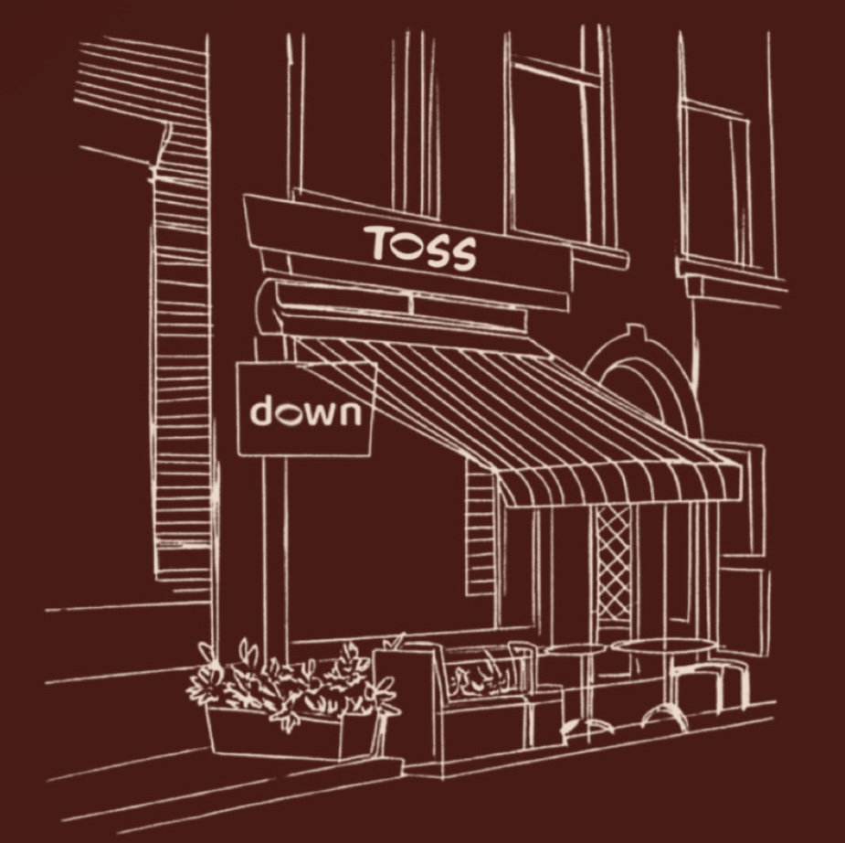 Toss Down café storefront logo
